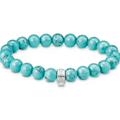 Thomas Sabo Armbänder-Charm Armband mit türkisfarbenen Beads Silber - X0293-404-17