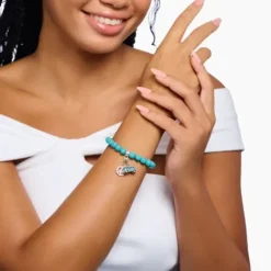 Thomas Sabo Armbänder-Charm Armband mit türkisfarbenen Beads Silber - X0293-404-17
