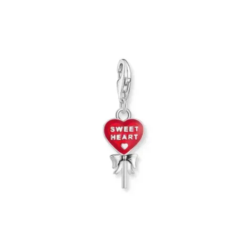 Thomas Sabo (Kette mit) Herz-Charm-Anhänger roter Herz-Lollipop Silber - 2072-664-10