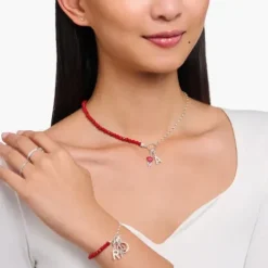 Thomas Sabo (Kette mit) Herz-Charm-Anhänger roter Herz-Lollipop Silber - 2072-664-10