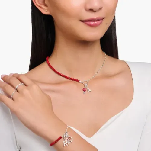 Thomas Sabo (Kette mit) Herz-Charm-Anhänger roter Herz-Lollipop Silber - 2072-664-10