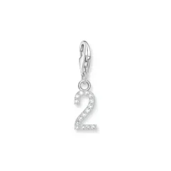 Thomas Sabo Charms/Beads-Charm-Anhänger Zahl 2 mit weissen Steinen Silber - 2126-051-21