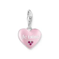 Thomas Sabo (Kette mit) Herz-Charm-Anhänger rosa Je tu00b4aime Herz Silber - 2073-042-9