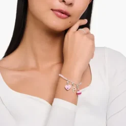Thomas Sabo (Kette mit) Herz-Charm-Anhänger rosa Je tu00b4aime Herz Silber - 2073-042-9