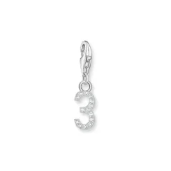 Thomas Sabo Charms/Beads-Charm-Anhänger Zahl 3 mit weissen Steinen Silber - 2127-051-21