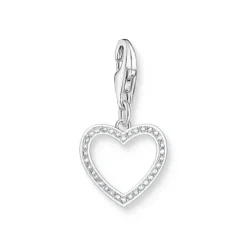Thomas Sabo (Kette mit) Herz-Charm-Anhänger Herz mit weissen Steinen Silber - 2203-051-14