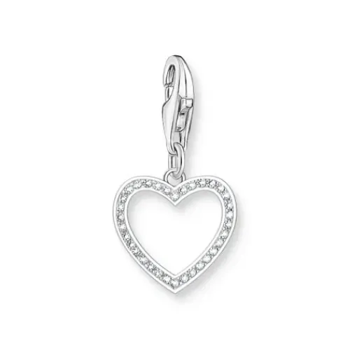 Thomas Sabo (Kette mit) Herz-Charm-Anhänger Herz mit weissen Steinen Silber - 2203-051-14