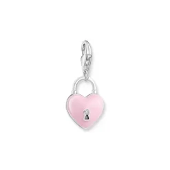 Thomas Sabo (Kette mit) Herz-Charm-Anhänger rosa Herzschloss Silber - 2071-691-9