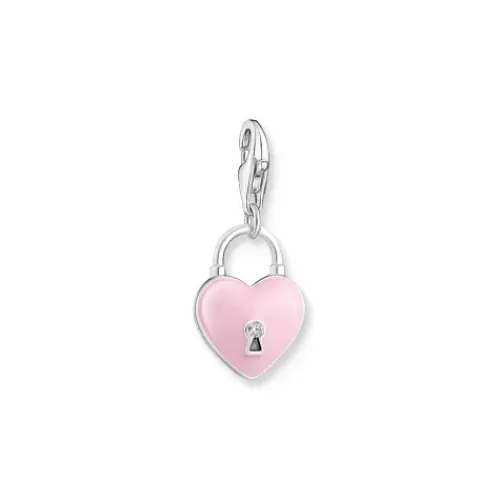 Thomas Sabo (Kette mit) Herz-Charm-Anhänger rosa Herzschloss Silber - 2071-691-9