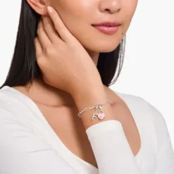 Thomas Sabo (Kette mit) Herz-Charm-Anhänger rosa Herzschloss Silber - 2071-691-9