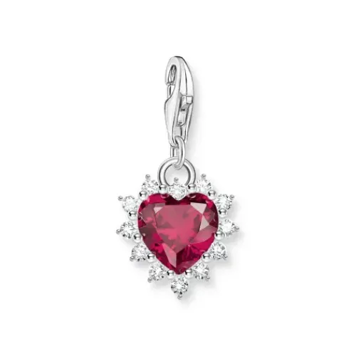 Thomas Sabo (Kette mit) Herz-Charm-Anhänger Herz mit rotem Stein Silber - 2204-013-10