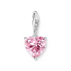Thomas Sabo (Kette mit) Herz-Charm-Anhänger Herz mit pinkfarbenem Stein Silber - 2205-051-9