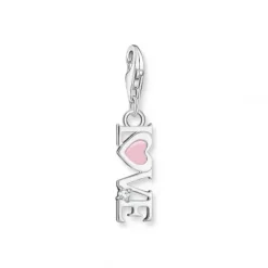 Thomas Sabo (Kette mit) Herz-Charm-Anhänger Love mit Pinkem Herz und Stein Silber - 2011-041-9