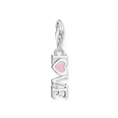 Thomas Sabo (Kette mit) Herz-Charm-Anhänger Love mit Pinkem Herz und Stein Silber - 2011-041-9