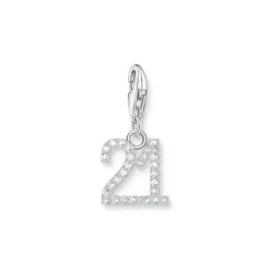 Thomas Sabo Charms/Beads-Charm-Anhänger Zahl 21 mit weissen Steinen Silber - 2135-051-21