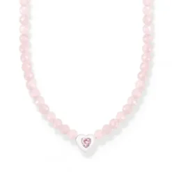 Thomas Sabo (Kette mit) Herz-Choker Halskette Herz mit Rosenquarz Beads - KE2181-035-9-L42V