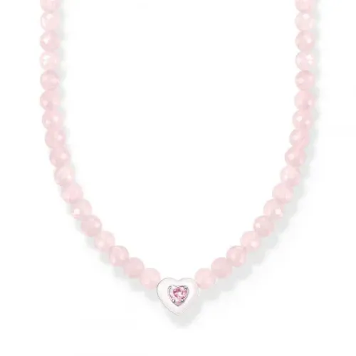 Thomas Sabo (Kette mit) Herz-Choker Halskette Herz mit Rosenquarz Beads - KE2181-035-9-L42V
