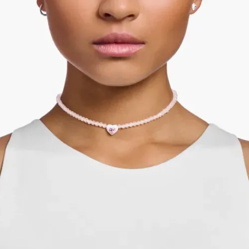 Thomas Sabo (Kette mit) Herz-Choker Halskette Herz mit Rosenquarz Beads - KE2181-035-9-L42V