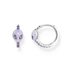 Thomas Sabo Ohrringe-Creole Alienkopf mit Kaltemaille und violetten Steinen Silber - CR721-041-13
