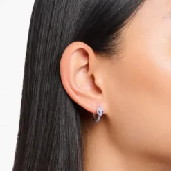 Thomas Sabo Ohrringe-Creole Alienkopf mit Kaltemaille und violetten Steinen Silber - CR721-041-13