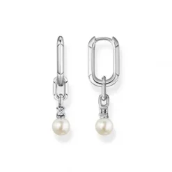 Thomas Sabo Ohrringe-Creolen Glieder und Perlen Silber - CR669-167-14