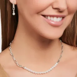 Thomas Sabo Ohrringe-Creolen Glieder und Perlen Silber - CR669-167-14