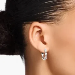 Thomas Sabo Ohrringe-Creolen Kreise mit Weissen Steinen Silber - CR714-051-14
