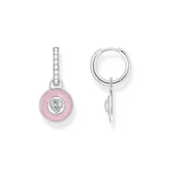 Thomas Sabo (Kette mit) Herz-Creolen mit Anhänger rosa und Zirkoniabesatz Silber - CR723-691-9