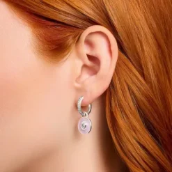 Thomas Sabo (Kette mit) Herz-Creolen mit Anhänger rosa und Zirkoniabesatz Silber - CR723-691-9