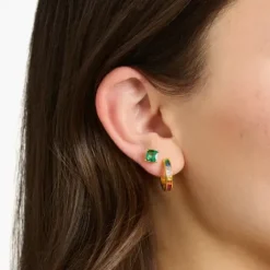 Thomas Sabo Ohrringe-Creolen mit Bunten Steinen Pavé Vergoldet- CR668-996-7