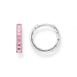 Thomas Sabo Ohrringe-Creolen mit Pinken Steinen Pavé Silber - CR668-051-9