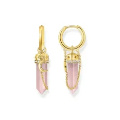 Thomas Sabo Ohrringe-Creolen mit rosa Kristall Anhänger und Symbolen vergoldet - CR722-414-9