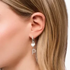 Thomas Sabo (Kette mit) Herz-Einzel Creole mit Herz Anhänger Silber - CR717-001-21