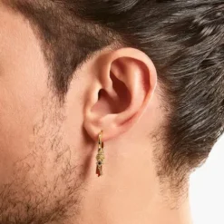 Thomas Sabo Ohrringe-Einzel Creole mit rotem Tigerauge-Anhänger vergoldet - CR724-324-10