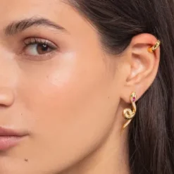 Thomas Sabo Ohrringe-Einzel Ohrklemme Schlangenhaut Gold - EC0015-413-39