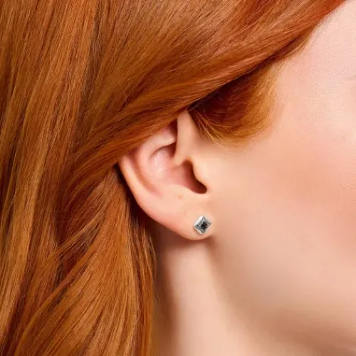 Thomas Sabo Ohrringe-Einzel Ohrstecker mit schwarzem Stein Silber geschwärzt - H2283-643-11