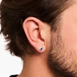 Thomas Sabo Ohrringe-Einzel Ohrstecker mit schwarzem Stein Silber geschwärzt - H2283-643-11