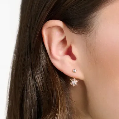 Thomas Sabo Ohrringe-Einzel Ohrstecker Schneeflocke mit Weissen Steinen Roségold - H2255-416-14