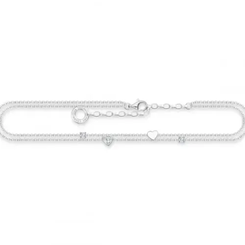 Thomas Sabo Fusskette-Fusskette mit Herzen und Weisse Steine Silber - AK0040-051-14-L27V