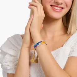 Thomas Sabo Armbänder-Gewebtes Armband mit Sonne Palme und Kaktus in Orange Dunkelblau und Grün - ACC0047-302-7-L24V