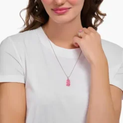 Thomas Sabo Anhänger-Grosser Anhänger mit pinkem Goldbären und Steinen Silber - PE967-052-9