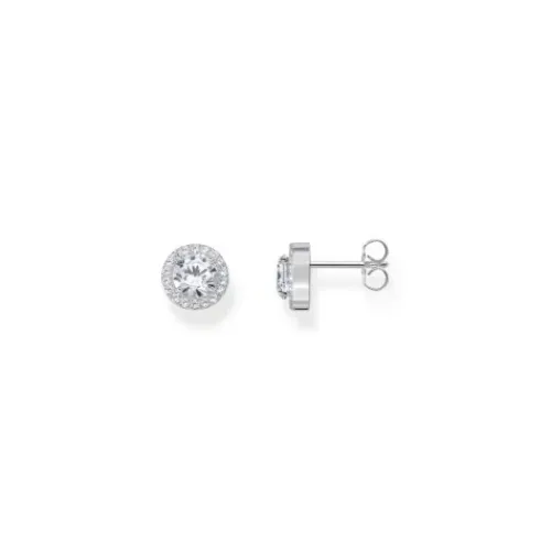 Thomas Sabo Ohrringe-Halo Ohrstecker mit weissem Stein im Brillantschliff Silber - H2304-051-14