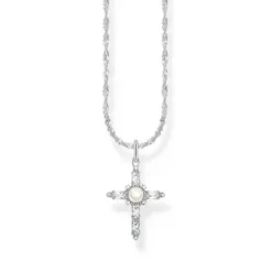 Thomas Sabo (Kette mit) Kreuz-Halskette mit weissem Kreuzanhänger Cross Romance Silber - KE2296-167-14-L45V