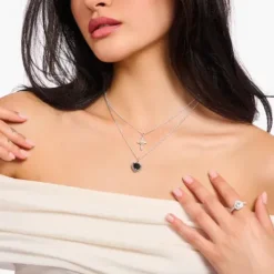 Thomas Sabo (Kette mit) Kreuz-Halskette mit weissem Kreuzanhänger Cross Romance Silber - KE2296-167-14-L45V