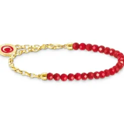 Thomas Sabo Armbänder-Member Charm Armband rote Beads und Gliederelemente vergoldet - A2130-427-10