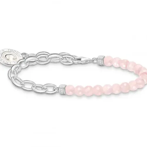 Thomas Sabo Armbänder-Member Charm Armband mit Rosenquarz Beads und Charmista Coin Silber - A2128-067-9