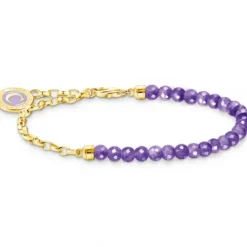 Thomas Sabo Armbänder-Member Charm Armband mit Gliedern und imitiertem Amethyst vergoldet - A2130-427-13