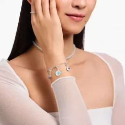 Thomas Sabo Charms/Beads-Member Charm türkiser Charmista Coin Silber - 2098-007-17