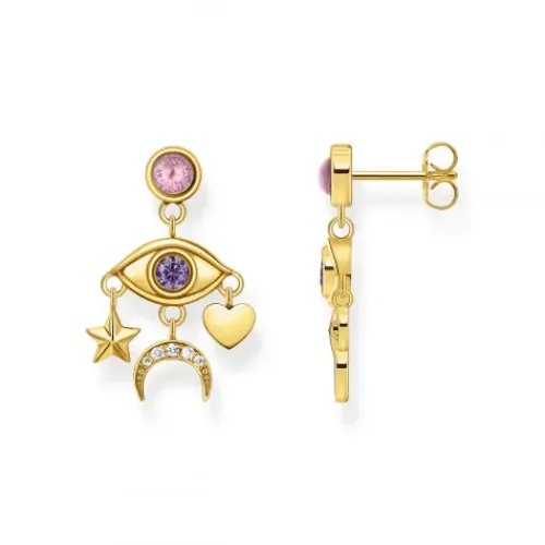 Thomas Sabo Ohrringe-Ohrhänger Auge mit bunten Steinen vergoldet - H2272-414-7