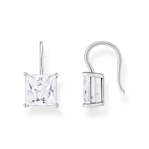 Thomas Sabo Ohrringe-Ohrhänger mit quadratischem Stein Anhänger in Weiss Silber - H2289-051-14
